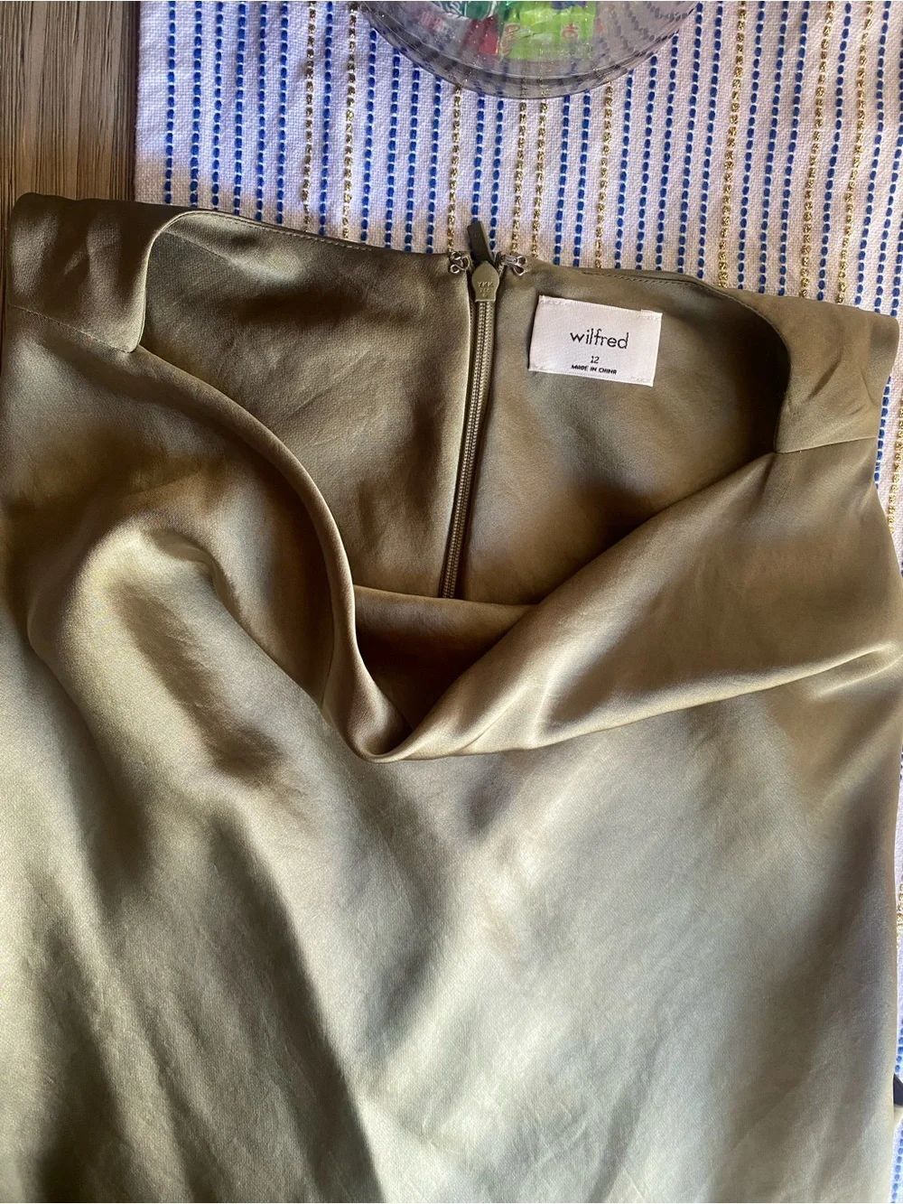WILFRED SATIN MAXI DRESS OLIVE GREEN SLEEVELESS SZ 12 NWT - Picture 4 of 12
